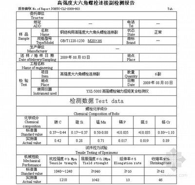 钢结构高强度螺栓检测 结构地下室设计 第1张