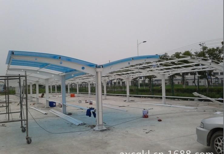 钢结构玻璃车棚图片效果图（钢结构玻璃车棚图片） 钢结构有限元分析设计 第4张