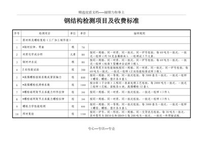 钢结构检测收费标准（钢结构检测收费标准及其说明）
