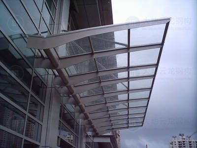 钢结构玻璃雨棚效果图（装信通网2023玻璃雨棚效果图钢结构玻璃雨棚效果图） 结构机械钢结构设计 第5张