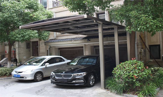 停车棚图片效果图树脂瓦（树脂瓦停车棚效果图） 钢结构钢结构停车场设计 第4张
