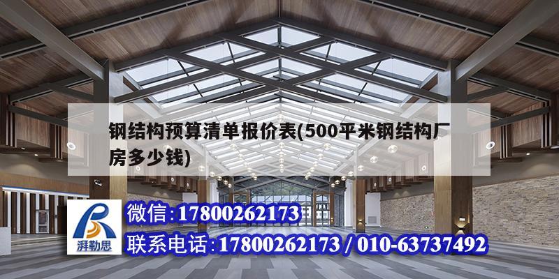 钢结构预算清单报价表(500平米钢结构厂房多少钱)